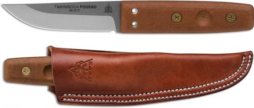 TOPS Knives Tanimboca Puukko TPUK-01 - Tumble Finish 1095 Steel Blade - Tan Canvas Micarta