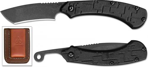 TOPS Knives Tac-Raze Knife TRAZ-01 - Leo Espinoza Friction Folder - Tumble Finish 1095 Steel - Modified Tanto with Lever - Black G10 - USA Made