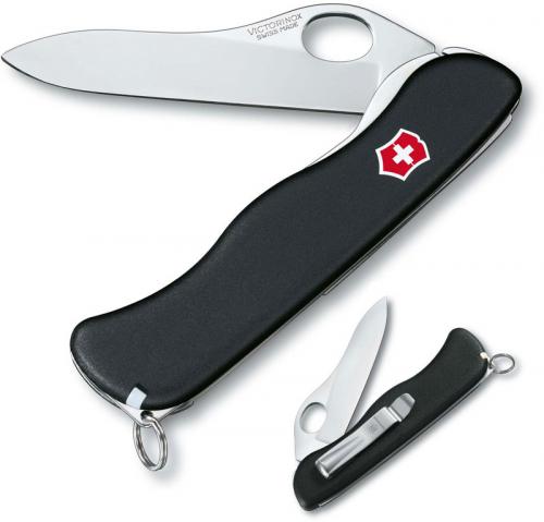 Victorinox One Hand Sentinel with Clip - Non Serrated - Black Handle with Liner Lock - 5 Function Multi Tool - 0.8416.M3 (was SKU 54885)