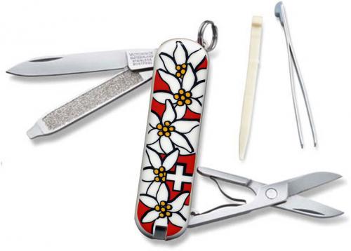 Victorinox Classic Edelweiss Knife, Red, VN-54719