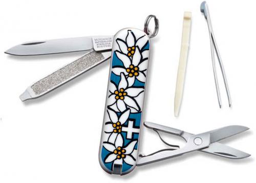 Victorinox Knives: Victorinox Classic Edelweiss Knife, Blue, VN-54721