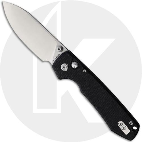 Vosteed Raccoon Button Lock A0402 Knife - 14C28N Drop Point - Black Micarta