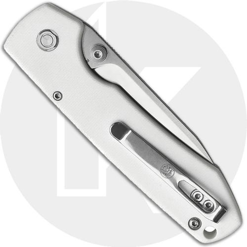 Vosteed Raccoon Button Lock A0408 Knife - 14C28N Cleaver - White G10