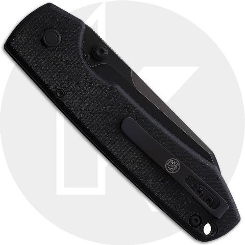 Vosteed Raccoon Button Lock A0417 Knife - Black Stonewash 14C28N Cleaver - Black Micarta