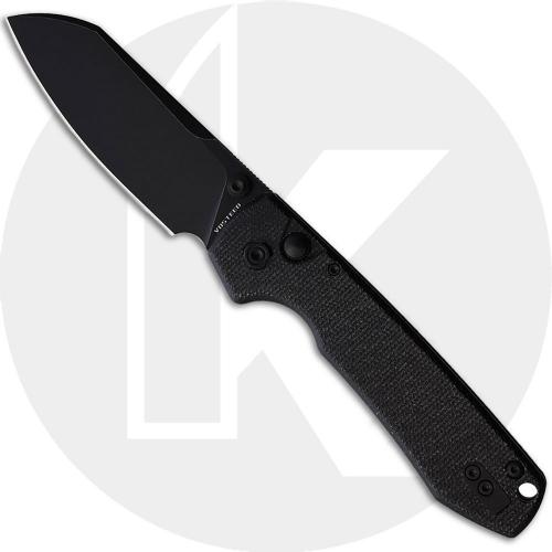 Vosteed Raccoon Button Lock A0417 Knife - Black Stonewash 14C28N Cleaver - Black Micarta