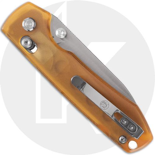 Vosteed Raccoon Crossbar Lock A0531 Knife - Nitro-V Drop Point - Amber PEI