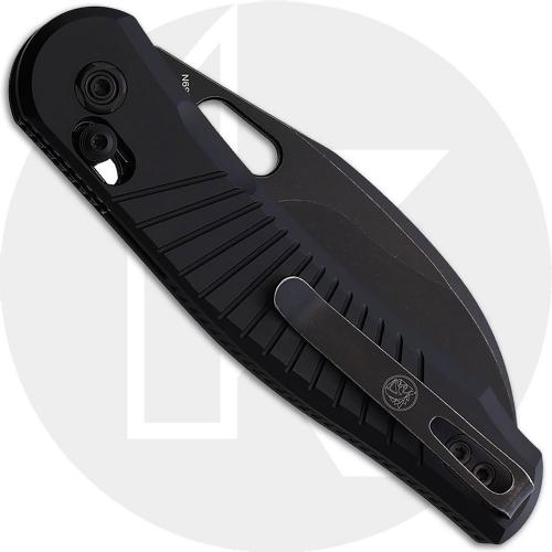 Vosteed Morel Crossbar Lock A1001 Knife - Black Stonewash N690 Sheepsfoot - Black Aluminum