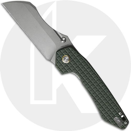 Vosteed Gator GT-VWM Knife - Stonewash 14C28N Wharncliffe - Green Micarta - Thumb Stud