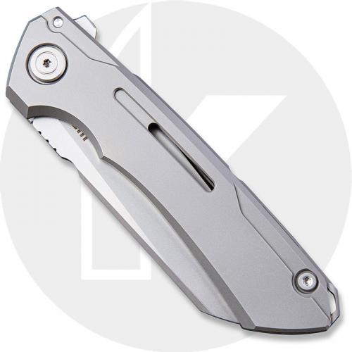 WE Knife Company Mini Buster 2003A - Polished Bead Blasted 20CV Wharncliffe - Gray Titanium - Frame Lock - Flipper Folder