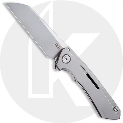 WE Knife Company Mini Buster 2003A - Polished Bead Blasted 20CV Wharncliffe - Gray Titanium - Frame Lock - Flipper Folder