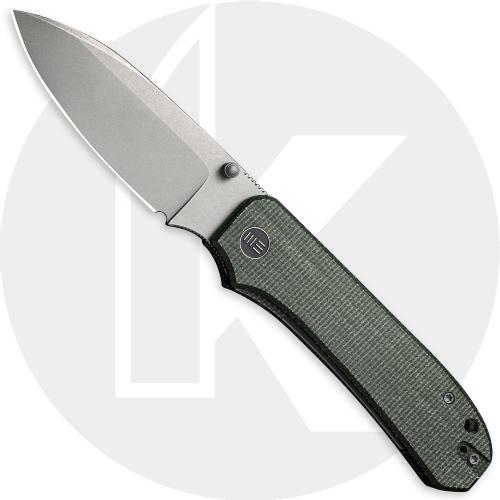 WE Big Banter 21045-2 Knife - Gray Stonewash CPM 20CV - Green Canvas Micarta