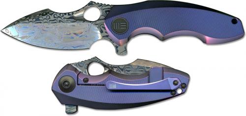 WE Knife 605DS Limited Edition Damasteel Drop Point Frame Lock Flipper Folder Purple Ti