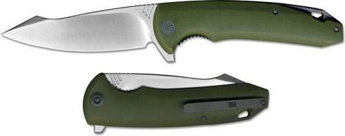 We Knife Company 617D EDC Liner Lock Flipper Folding Knife Satin Blade Green G10 Handle