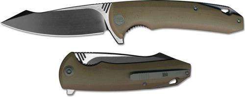 We Knife Company 617E EDC Liner Lock Flipper Folding Knife 2 Tone Blade Tan G10 Handle