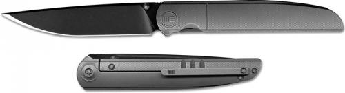 We Knife Company 618C EDC Frame Lock Folding Knife Black Blade Gray Titanium Handle