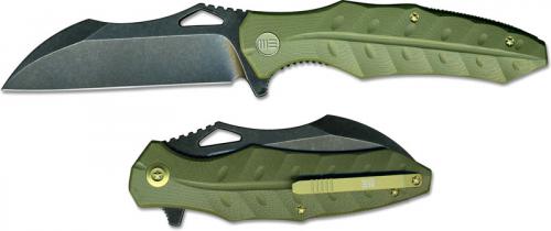 We Knife Company 701A EDC Liner Lock Flipper Folding Knife Black Stonewash Green G10