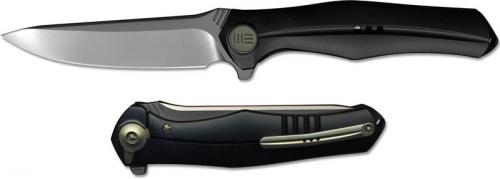 We Knife Company 702B EDC Frame Lock Flipper Folding Knife Integral Black Titanium Handle