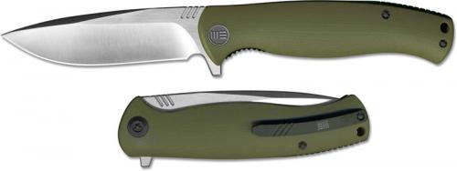 We Knife Company 703B EDC Liner Lock Flipper Folding Knife Satin Blade Green G10 Handle