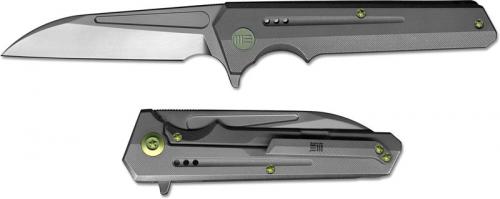 We Knife Company 705C EDC Frame Lock Flipper Folding Knife Satin Wharncliffe Gray Ti Handle