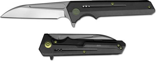 We Knife Company 705E EDC Frame Lock Flipper Folding Knife Satin Wharncliffe Black Ti Handle