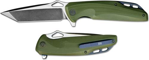 We Knife Company 706A EDC Liner Lock Flipper Folding Knife 2 Tone Blade Green G10