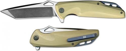 We Knife Company 706C EDC Liner Lock Flipper Folding Knife 2 Tone Blade Tan G10