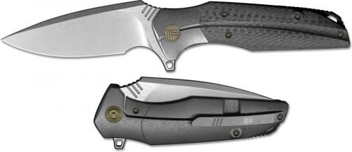 We Knife Company 707B Nitida Frame Lock Flipper Knife Stonewash Blade Gray Ti Handle