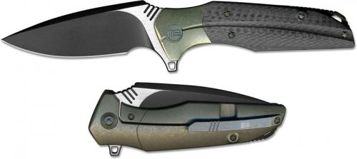 We Knife Company 707C Nitida Frame Lock Flipper Knife Black Stonewash Blade Bronze Ti Handle