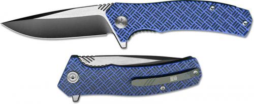 We Knife Company Blitz 711A EDC Liner Lock Flipper Folding Knife 2 Tone Blade Blue G10 Handle