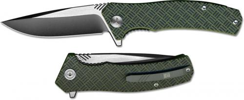 We Knife Company Blitz 711B EDC Liner Lock Flipper Folding Knife 2 Tone Blade Green G10 Handle