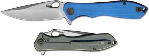 WE Knife 715D Ignition EDC Stonewash Drop Point Frame Lock Flipper Blue G10 Ti