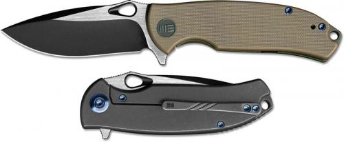 WE Knife 803C Rectifier Black Stonewash Satin Drop Point Flipper Folder Tan G10 Gray Ti Frame Lock