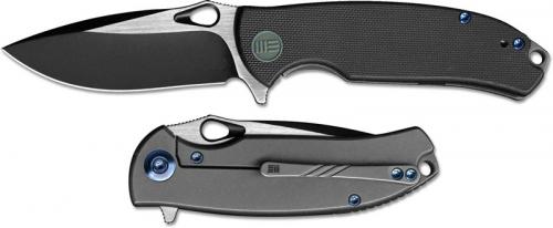 WE Knife 803E Rectifier Black Stonewash Satin Drop Point Flipper Folder Black G10 Gray Ti Frame Lock