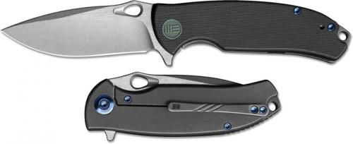 WE Knife 803F Rectifier Stonewash Satin Drop Point Flipper Folder Black G10 Gray Ti Frame Lock