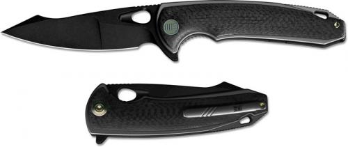 WE Knife 810F Yucha Black Stonewash Modified Clip Point Flipper Folder Carbon Fiber Gray Ti Liner Lock