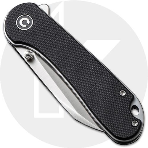 CIVIVI Elementum C18062AF-1 Knife - Satin Nitro-V Wharncliffe - Black G10 - Flipper Folder