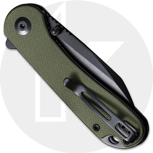 CIVIVI Elementum C18062AF-2 Knife - Black Nitro-V Wharncliffe - OD Green G10 - Flipper Folder