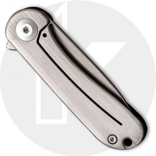 CIVIVI Mini Elementum C18062Q-1 - Gray 14C28N - Black Hand Rub Brass and Gray Steel - Frame Lock - Flipper Folder - Key Ring