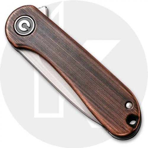 CIVIVI Mini Elementum C18062Q-2 - Gray 14C28N - Black Hand Rub Copper and Gray Steel - Frame Lock - Flipper Folder - Key Ring