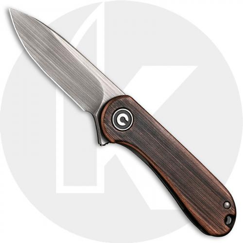 CIVIVI Mini Elementum C18062Q-2 - Gray 14C28N - Black Hand Rub Copper and Gray Steel - Frame Lock - Flipper Folder - Key Ring