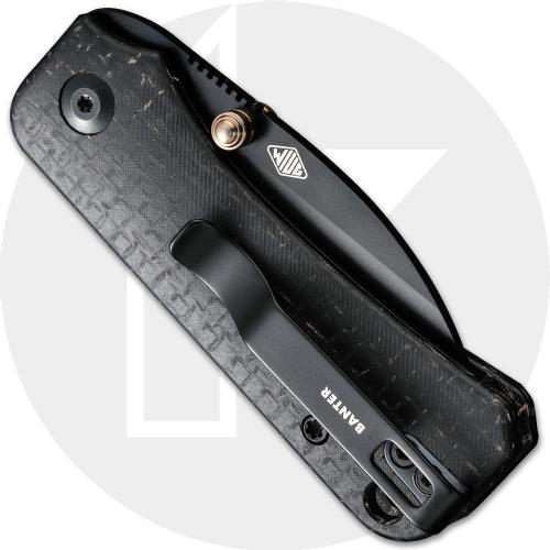 CIVIVI Baby Banter C19068SC-1 Knife - Black Nitro-V Wharncliffe - Black Burlap Micarta