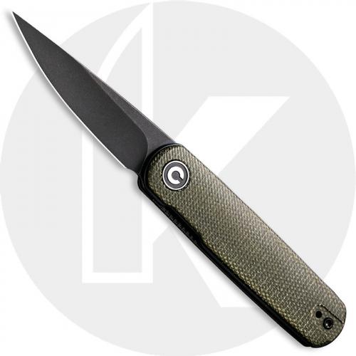 CIVIVI Lumi C20024-1 - Black Stonewash 14C28N - Green Micarta  - Liner Lock - Front Flipper Folder