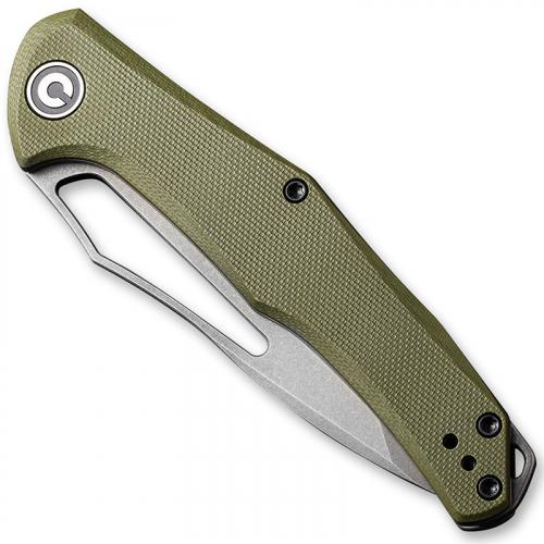 CIVIVI Fracture Knife C2008A - Gray Stonewash Tanto - OD Green G10 - Slip Joint Folder