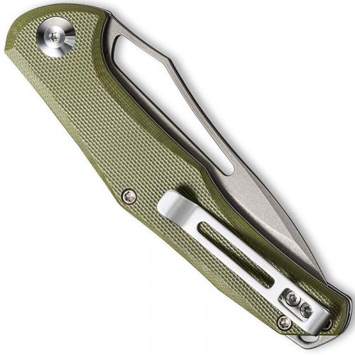 CIVIVI Fracture Knife C2009A - Gray Stonewash Drop Point - OD Green G10 - Slip Joint Folder