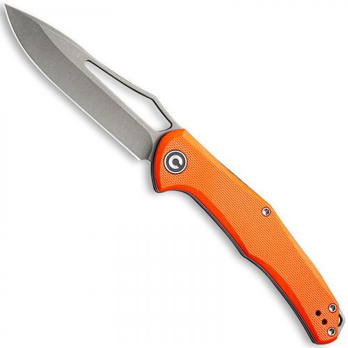 CIVIVI Fracture Knife C2009C - Gray Stonewash Drop Point - Orange G10 - Slip Joint Folder
