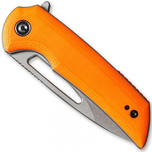 CIVIVI Odium Knife C2010B - Stonewash D2 Drop Point - Orange G10 - Liner Lock Flipper Folder