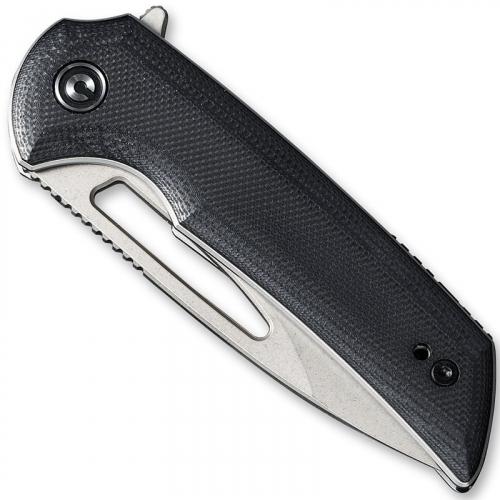 CIVIVI Odium Knife C2010D - Stonewash D2 Drop Point - Black G10 - Liner Lock Flipper Folder