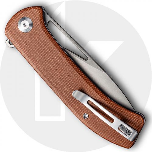 CIVIVI Riffle C2024A - Gray Stonewash 14C28N Drop Point - Brown Micarta - Liner Lock Flipper Folder