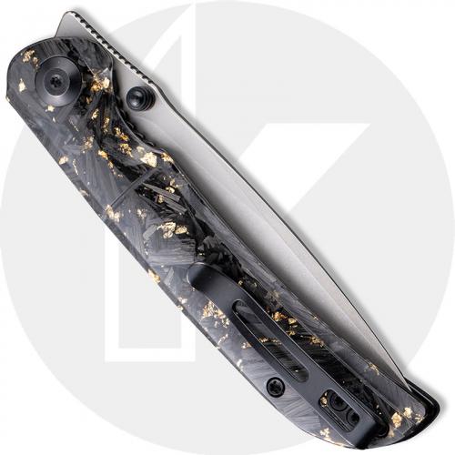 CIVIVI Imperium C2106A - Stonewash Nitro-V - Shredded Carbon Fiber and Golden Shred Resin - Liner Lock - Front Flipper Folder