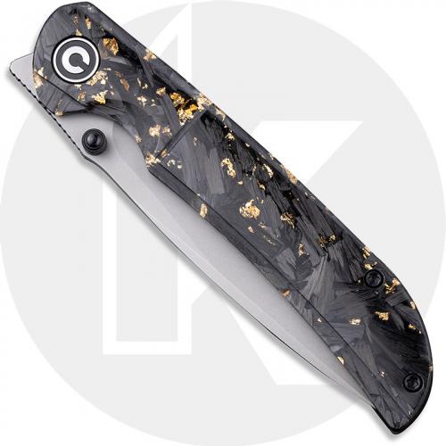 CIVIVI Imperium C2106A - Stonewash Nitro-V - Shredded Carbon Fiber and Golden Shred Resin - Liner Lock - Front Flipper Folder